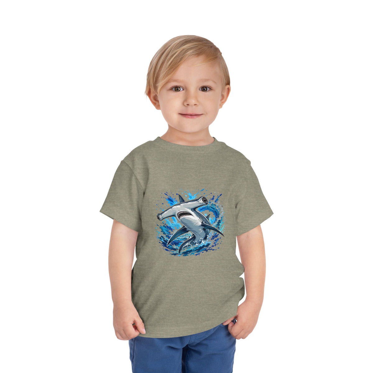 Toddler Shark T-Shirt – Playful Hammerhead Splash Tee for Kids - Front Patch Kids Co.