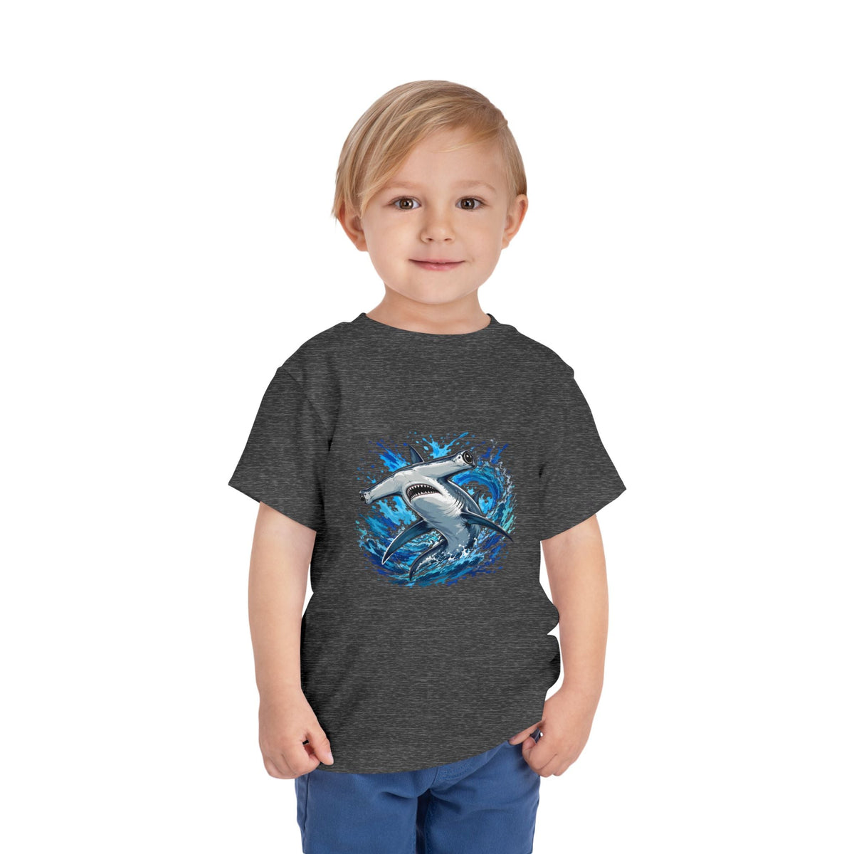 Toddler Shark T-Shirt – Playful Hammerhead Splash Tee for Kids - Front Patch Kids Co.