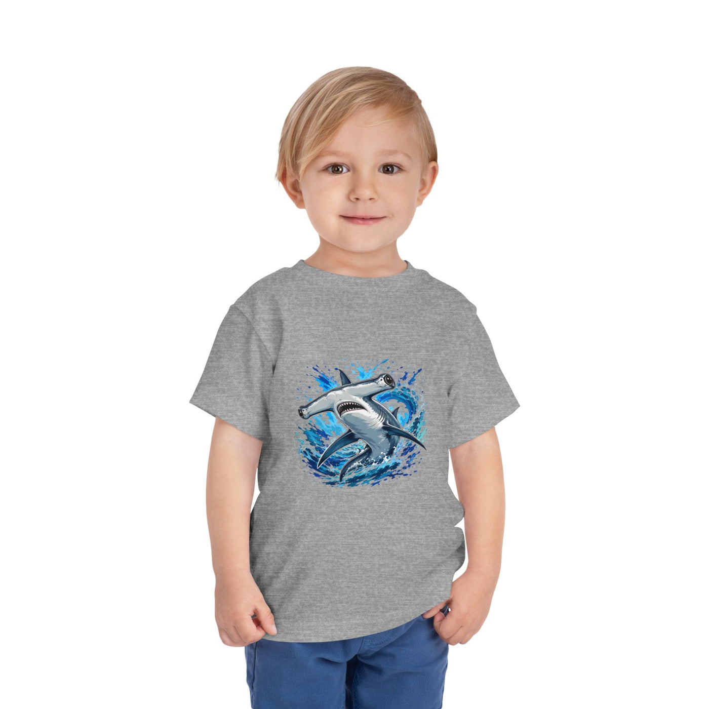 Toddler Shark T-Shirt – Playful Hammerhead Splash Tee for Kids - Front Patch Kids Co.