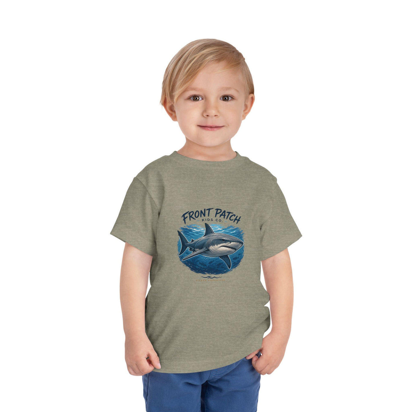 Toddler Shark Tee - "Front Patch" Ocean Shark Graphic Kids Shirt - Front Patch Kids Co.