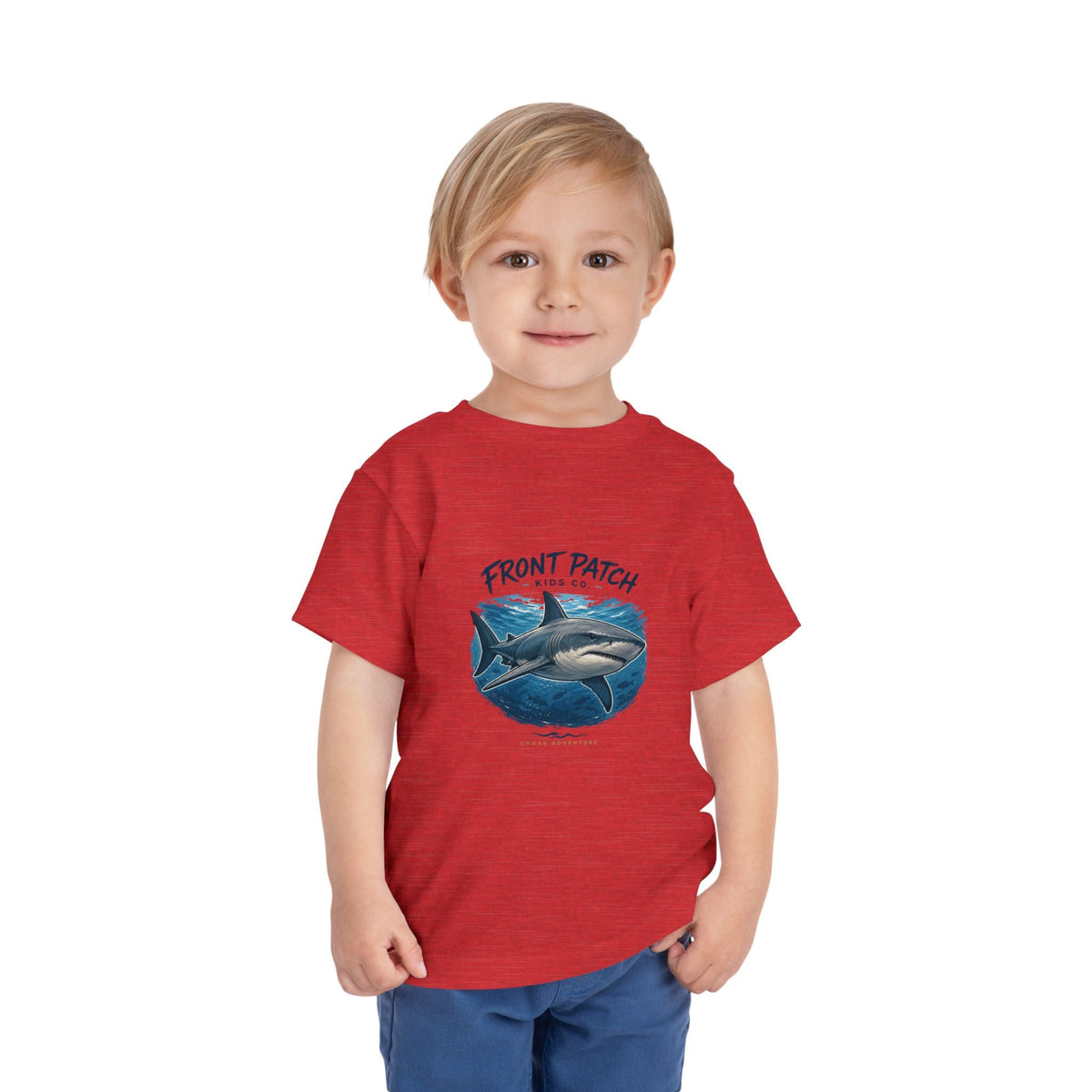 Toddler Shark Tee - "Front Patch" Ocean Shark Graphic Kids Shirt - Front Patch Kids Co.