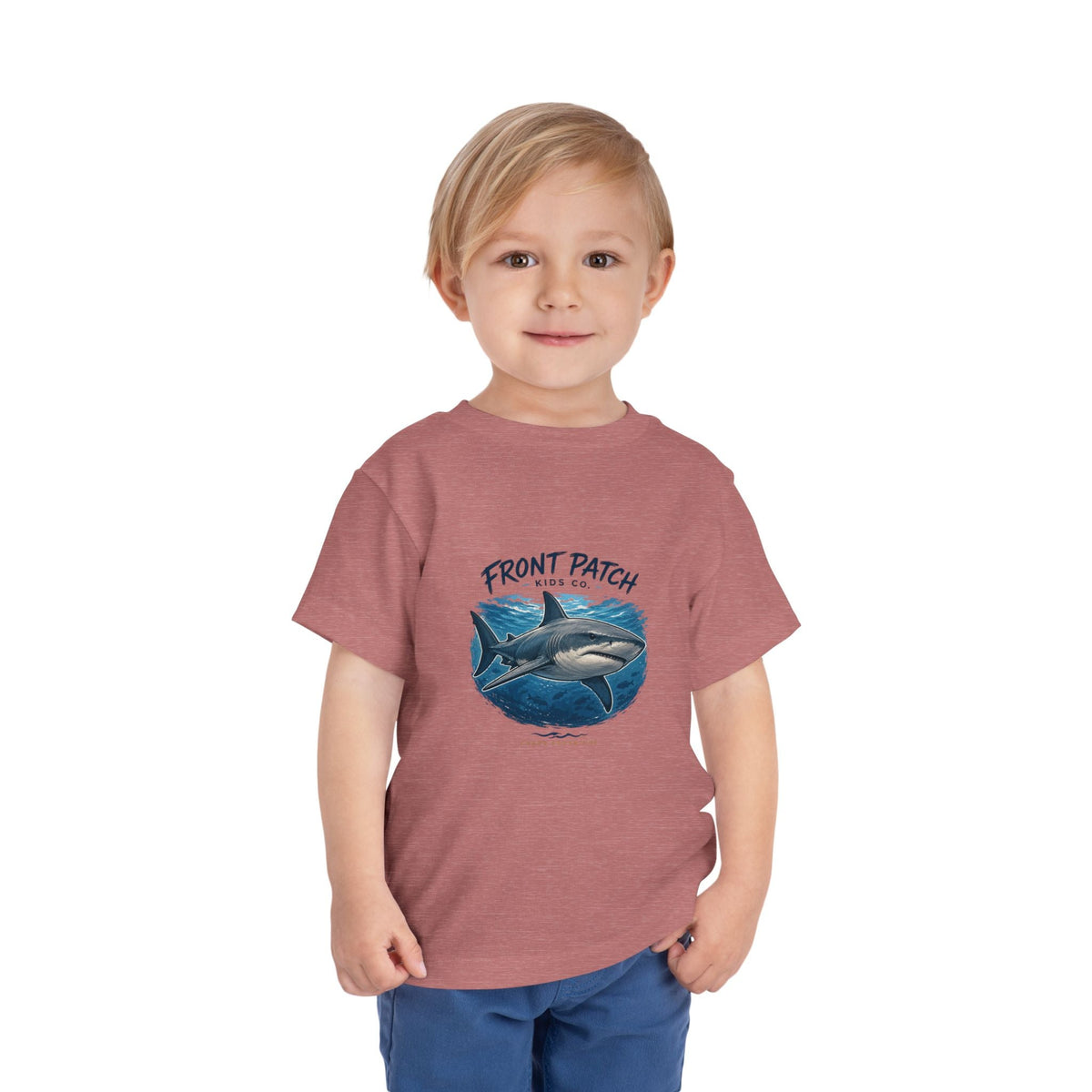 Toddler Shark Tee - "Front Patch" Ocean Shark Graphic Kids Shirt - Front Patch Kids Co.