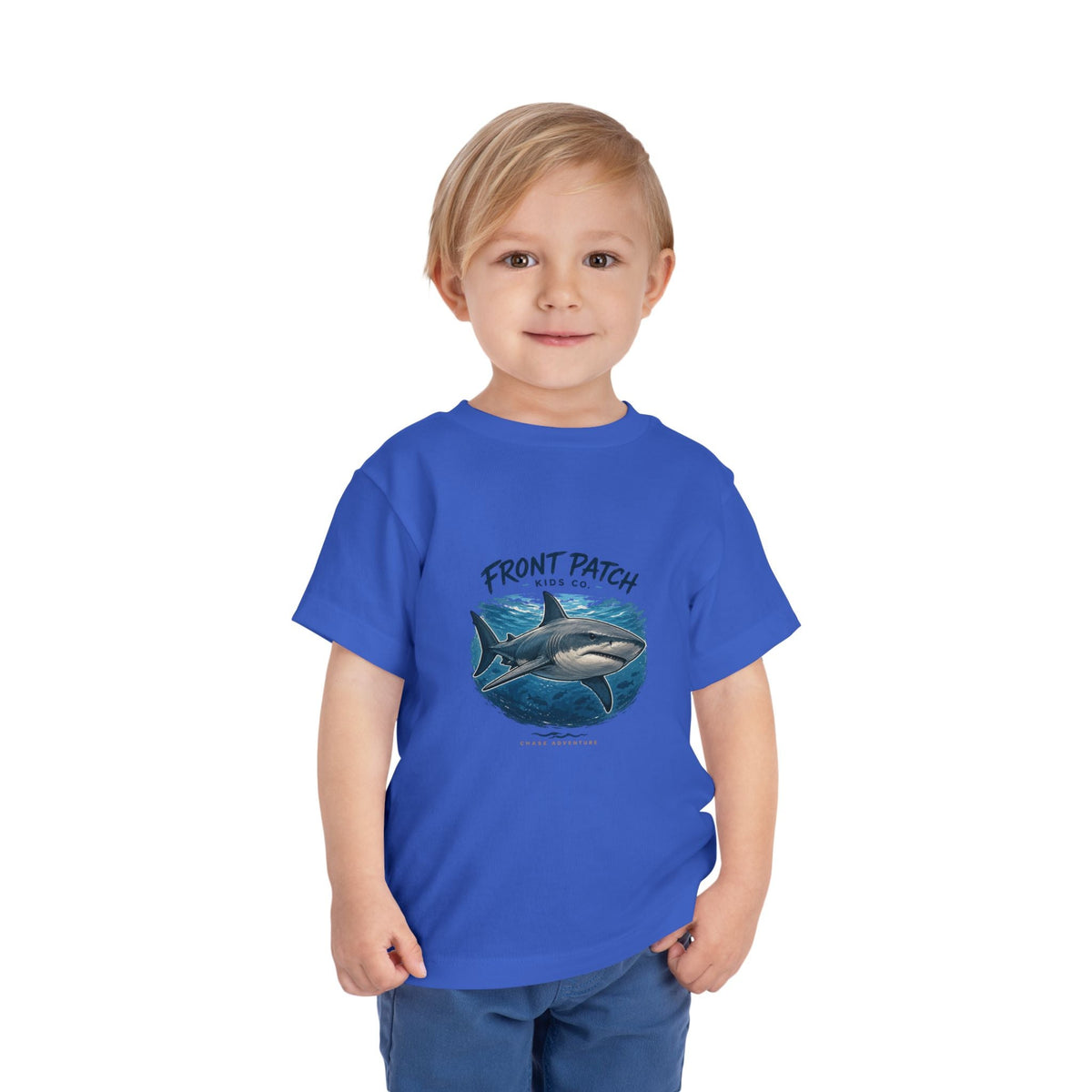 Toddler Shark Tee - "Front Patch" Ocean Shark Graphic Kids Shirt - Front Patch Kids Co.