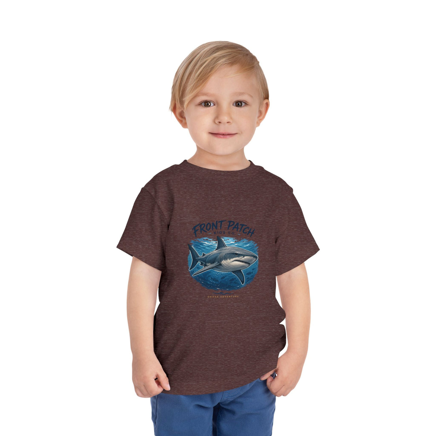 Toddler Shark Tee - "Front Patch" Ocean Shark Graphic Kids Shirt - Front Patch Kids Co.