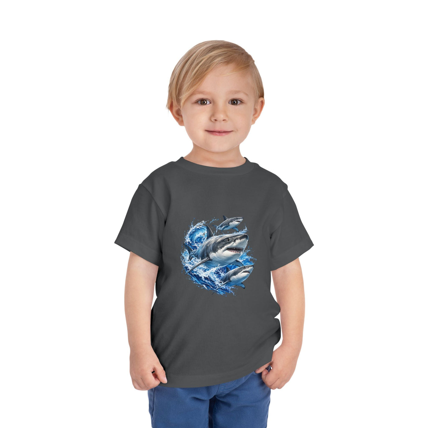 Toddler Shark Tee — Playful Ocean Sharks Graphic Shirt - Front Patch Kids Co.