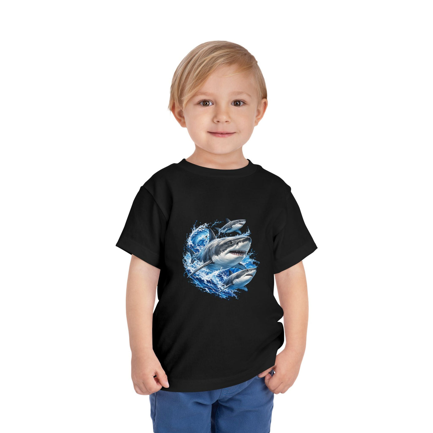 Toddler Shark Tee — Playful Ocean Sharks Graphic Shirt - Front Patch Kids Co.