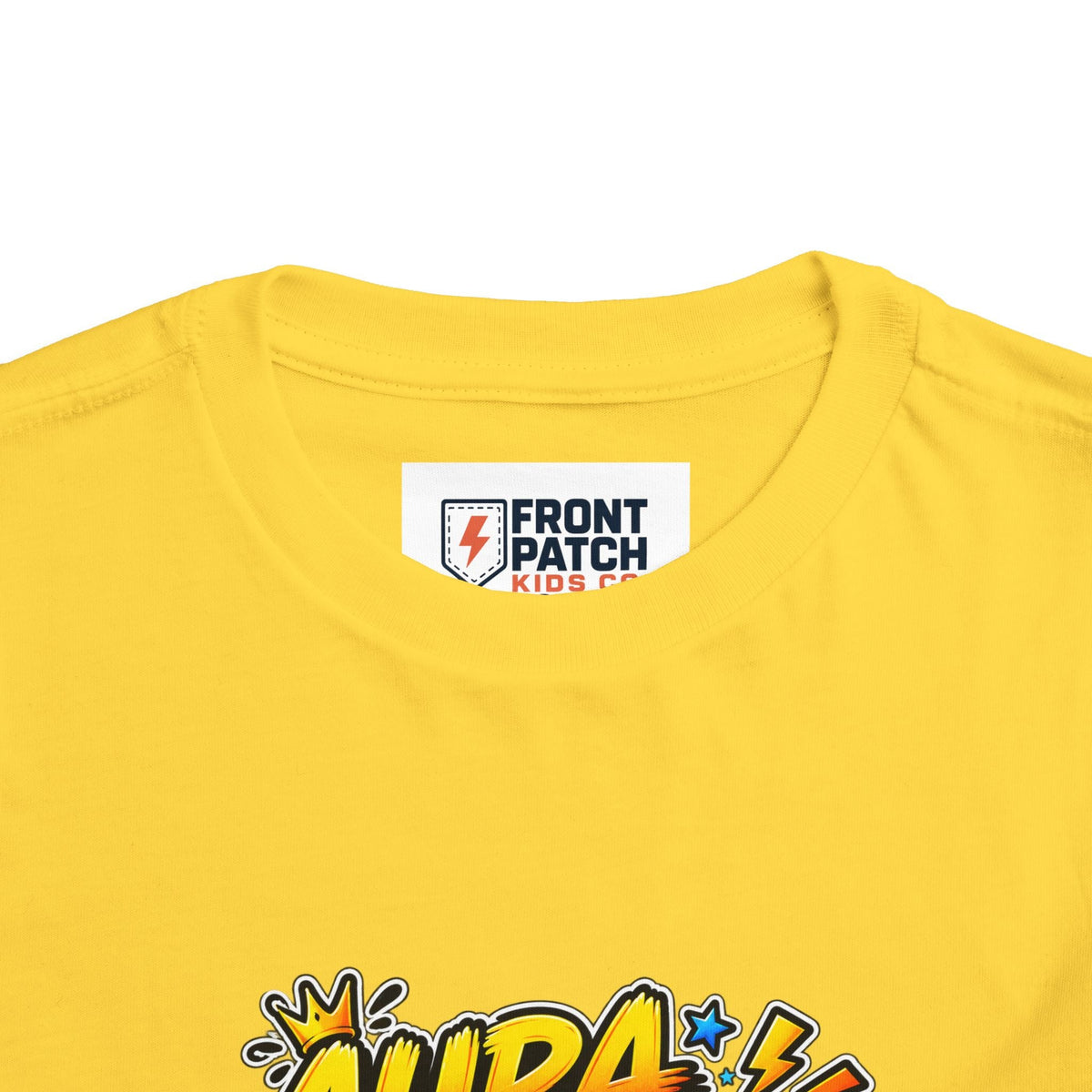Toddler Tee — 'Aura +1000' Skateboard Shark Graphic Shirt - Front Patch Kids Co.