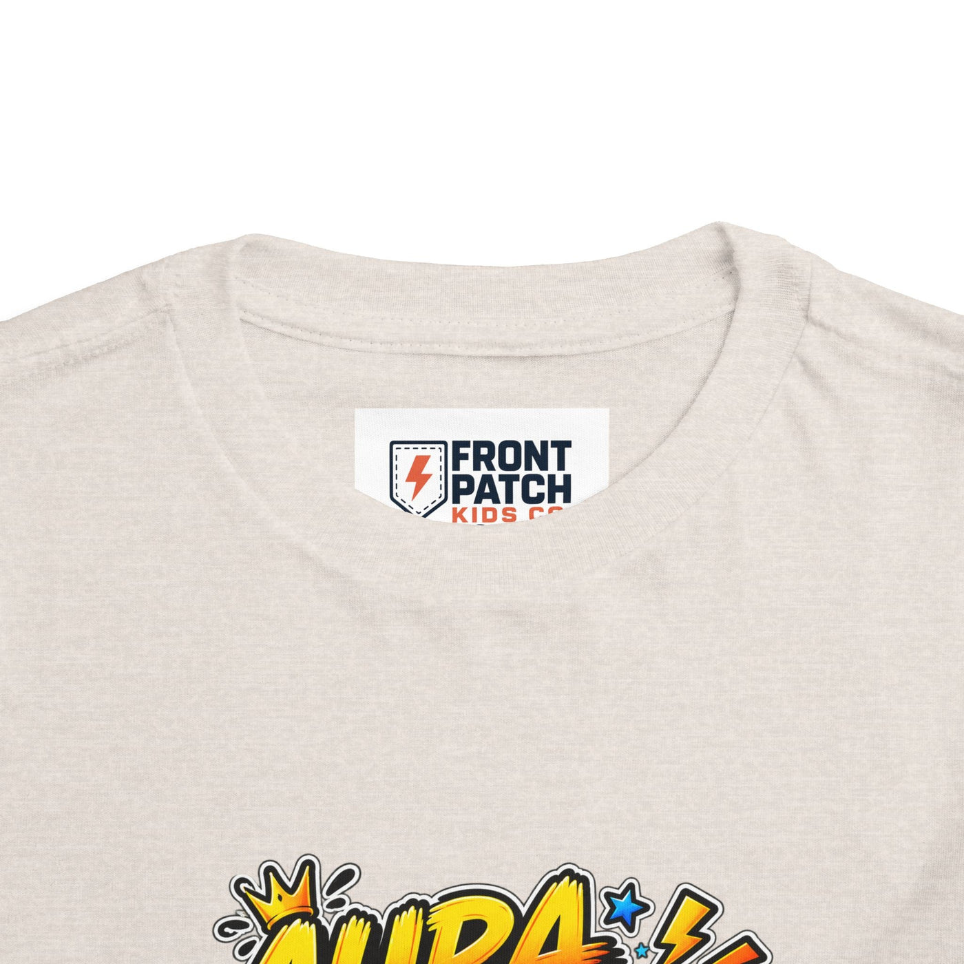 Toddler Tee — 'Aura +1000' Skateboard Shark Graphic Shirt - Front Patch Kids Co.