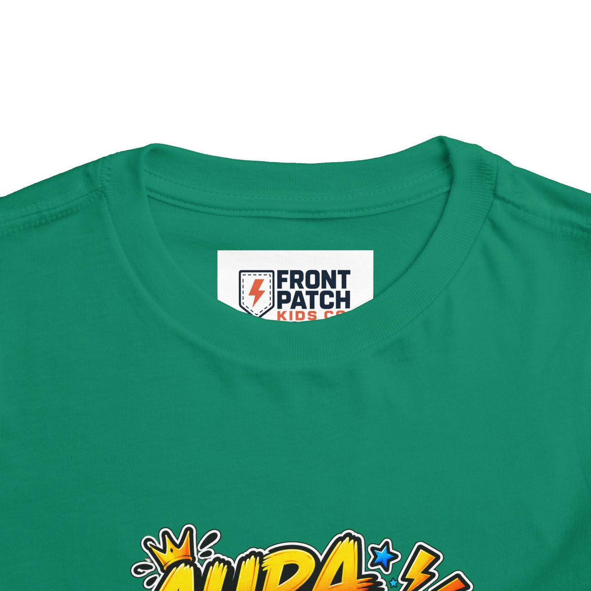 Toddler Tee — 'Aura +1000' Skateboard Shark Graphic Shirt - Front Patch Kids Co.