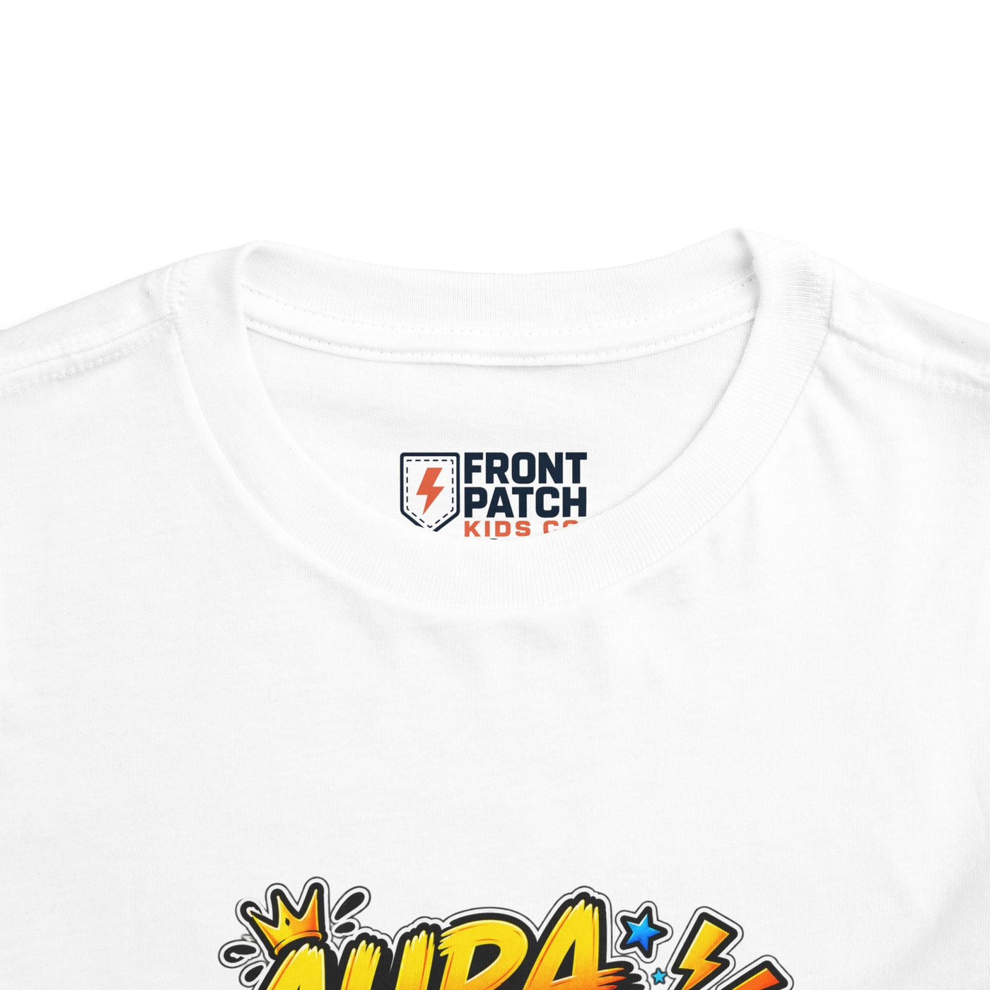 Toddler Tee — 'Aura +1000' Skateboard Shark Graphic Shirt - Front Patch Kids Co.