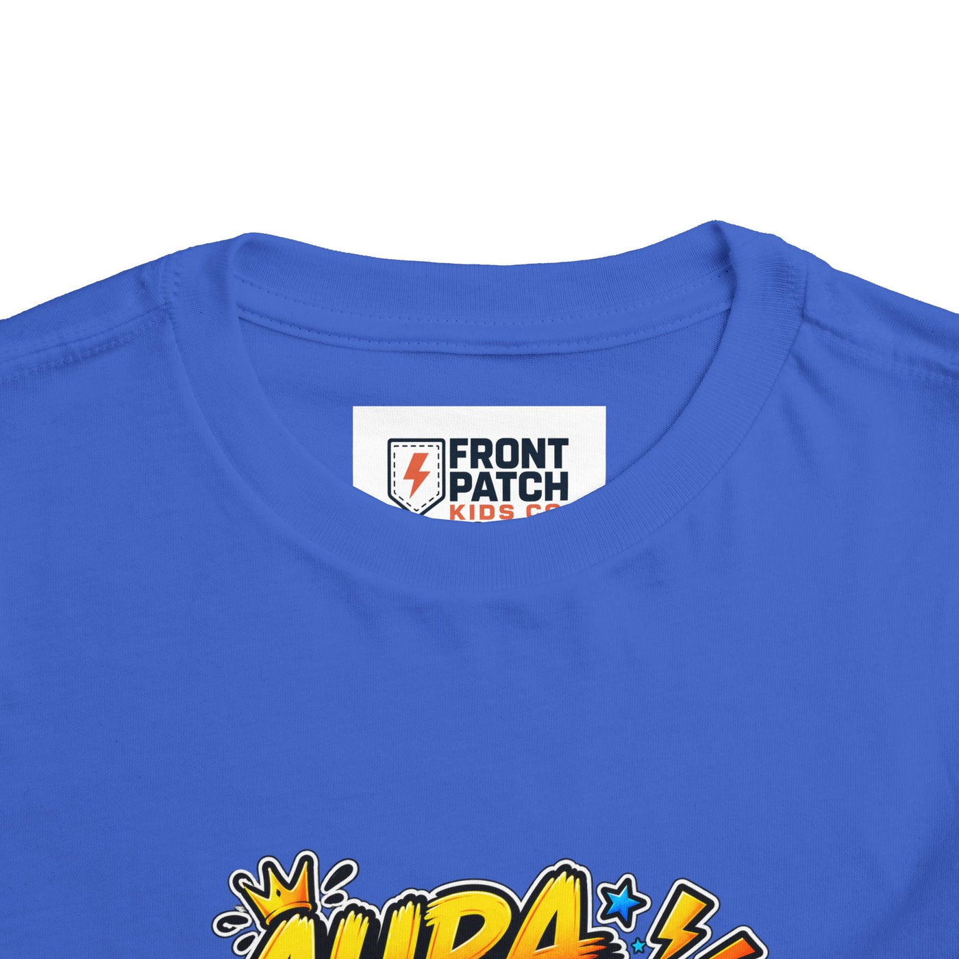 Toddler Tee — 'Aura +1000' Skateboard Shark Graphic Shirt - Front Patch Kids Co.