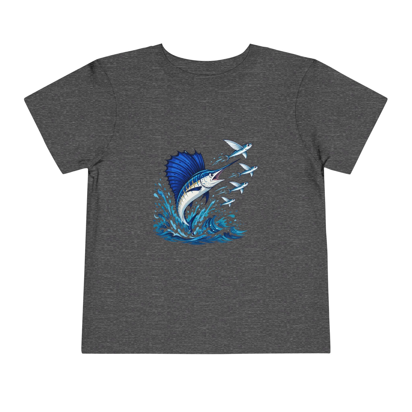 Toddler Tee — Blue Sailfish & Flying Fish Ocean Graphic - Front Patch Kids Co.