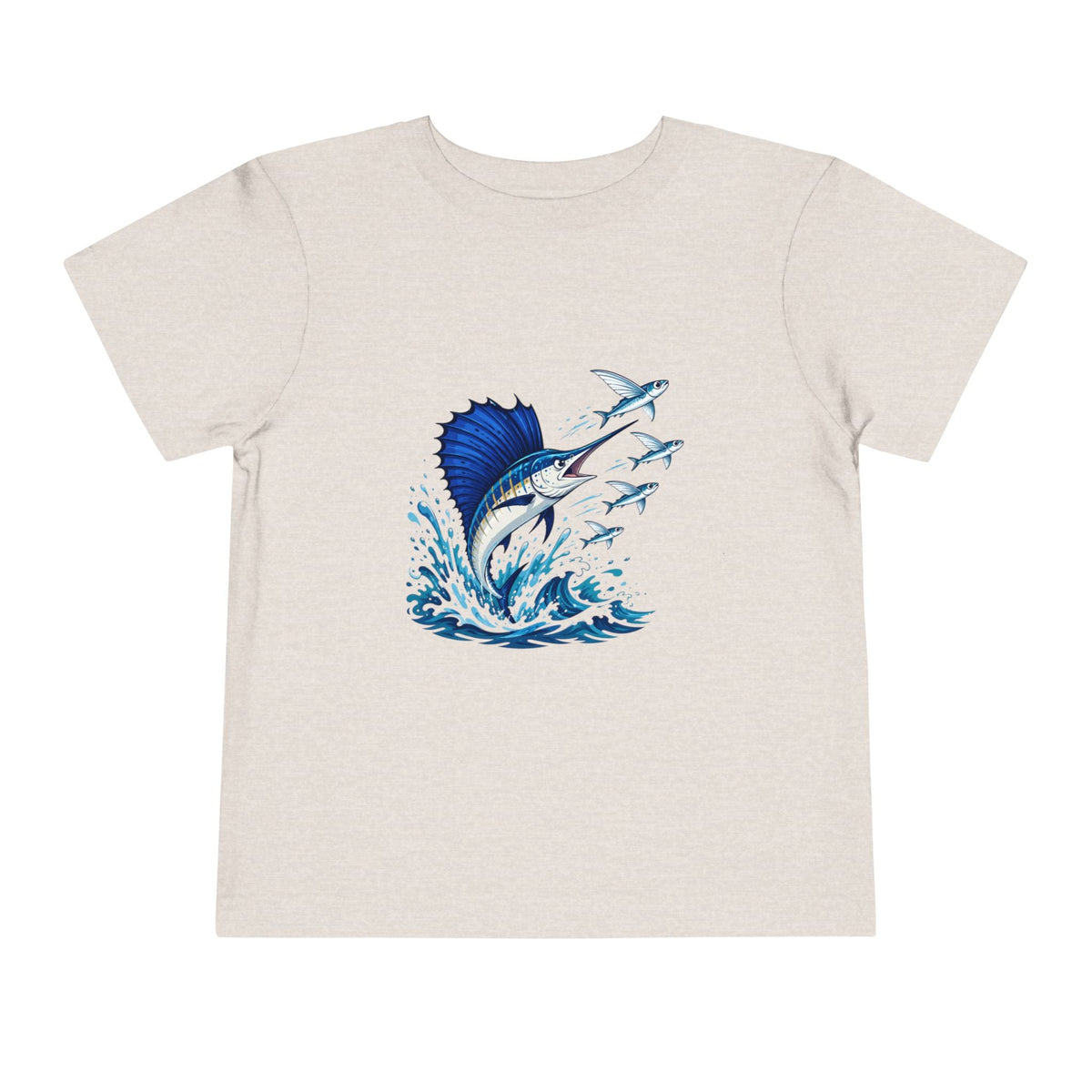 Toddler Tee — Blue Sailfish & Flying Fish Ocean Graphic - Front Patch Kids Co.