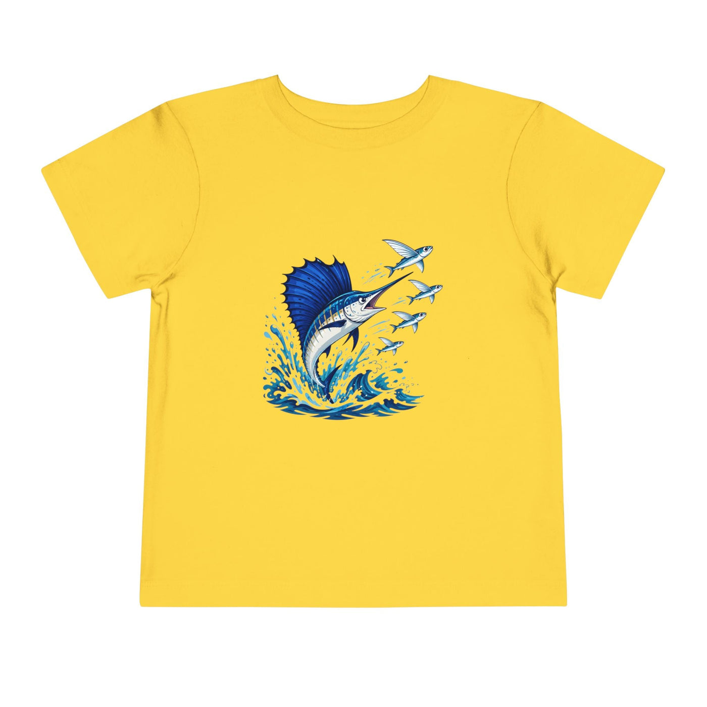 Toddler Tee — Blue Sailfish & Flying Fish Ocean Graphic - Front Patch Kids Co.