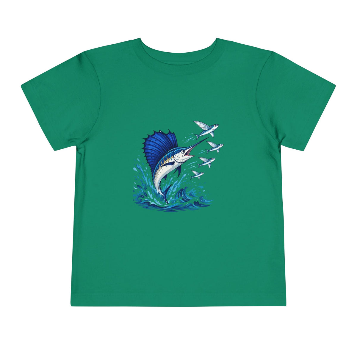 Toddler Tee — Blue Sailfish & Flying Fish Ocean Graphic - Front Patch Kids Co.