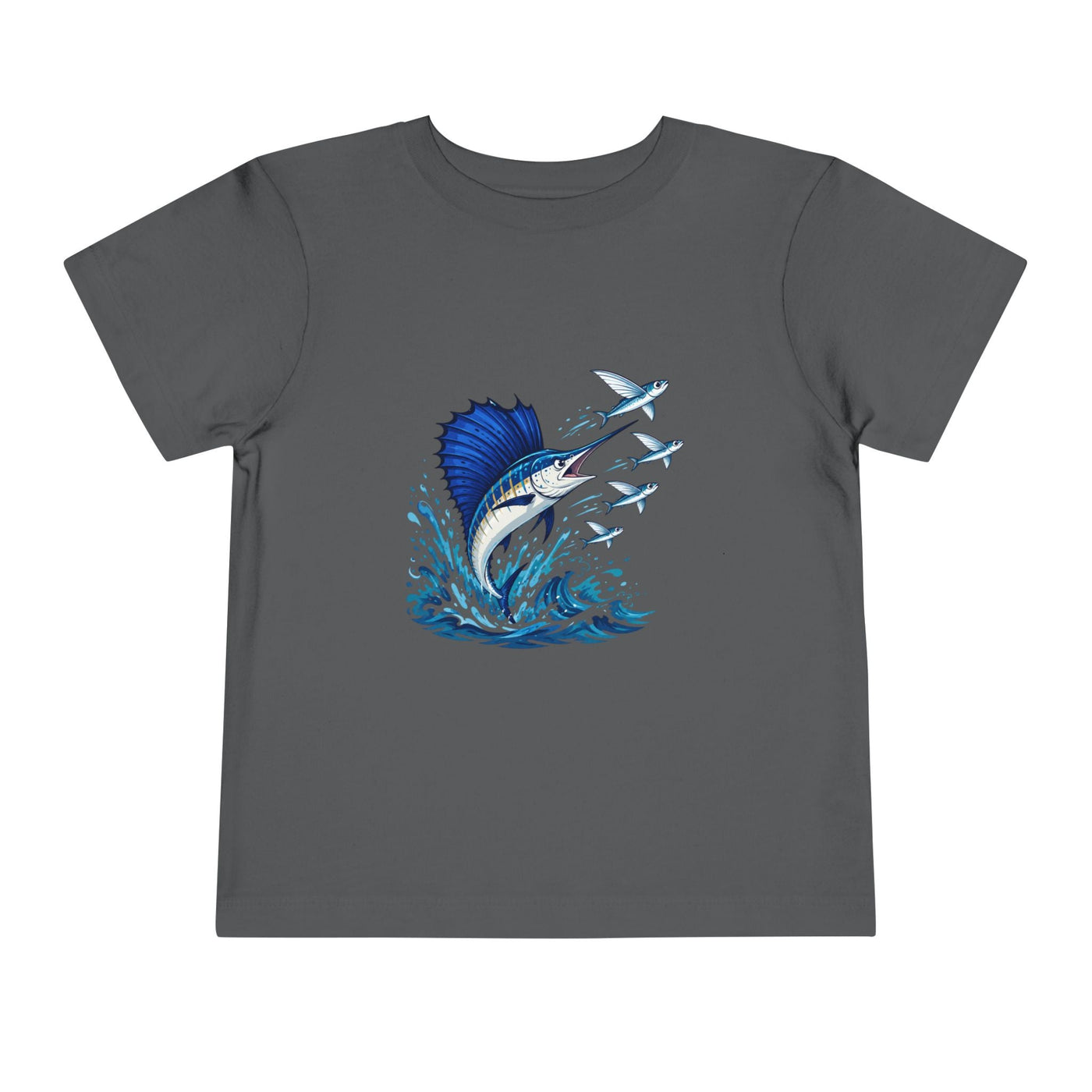 Toddler Tee — Blue Sailfish & Flying Fish Ocean Graphic - Front Patch Kids Co.