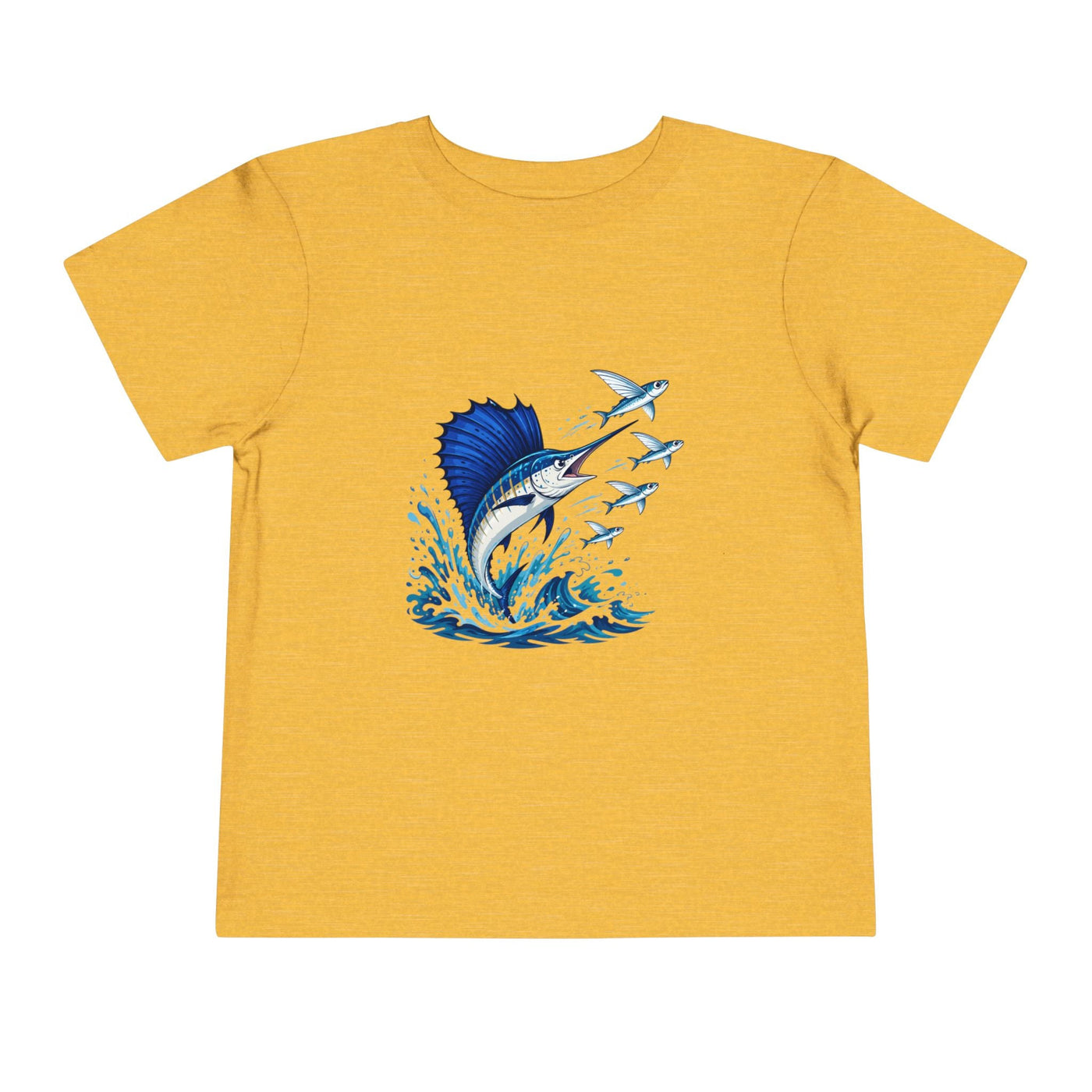 Toddler Tee — Blue Sailfish & Flying Fish Ocean Graphic - Front Patch Kids Co.