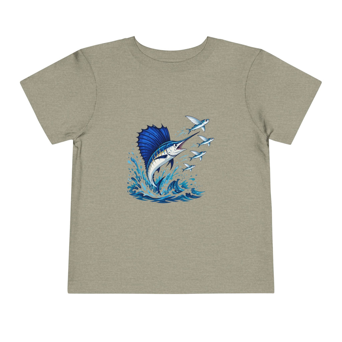 Toddler Tee — Blue Sailfish & Flying Fish Ocean Graphic - Front Patch Kids Co.