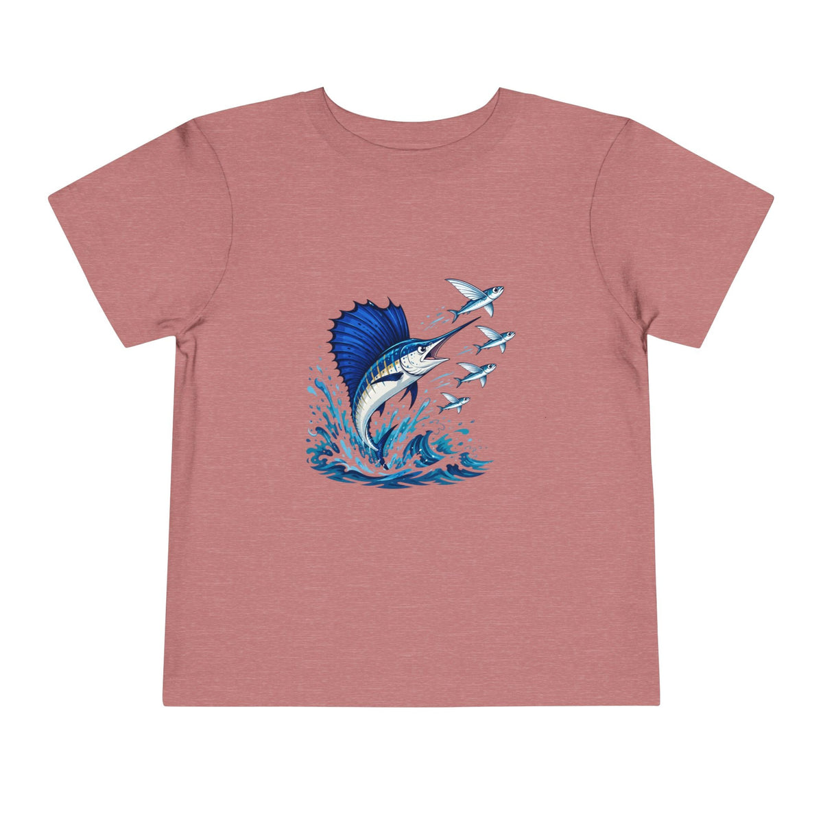 Toddler Tee — Blue Sailfish & Flying Fish Ocean Graphic - Front Patch Kids Co.