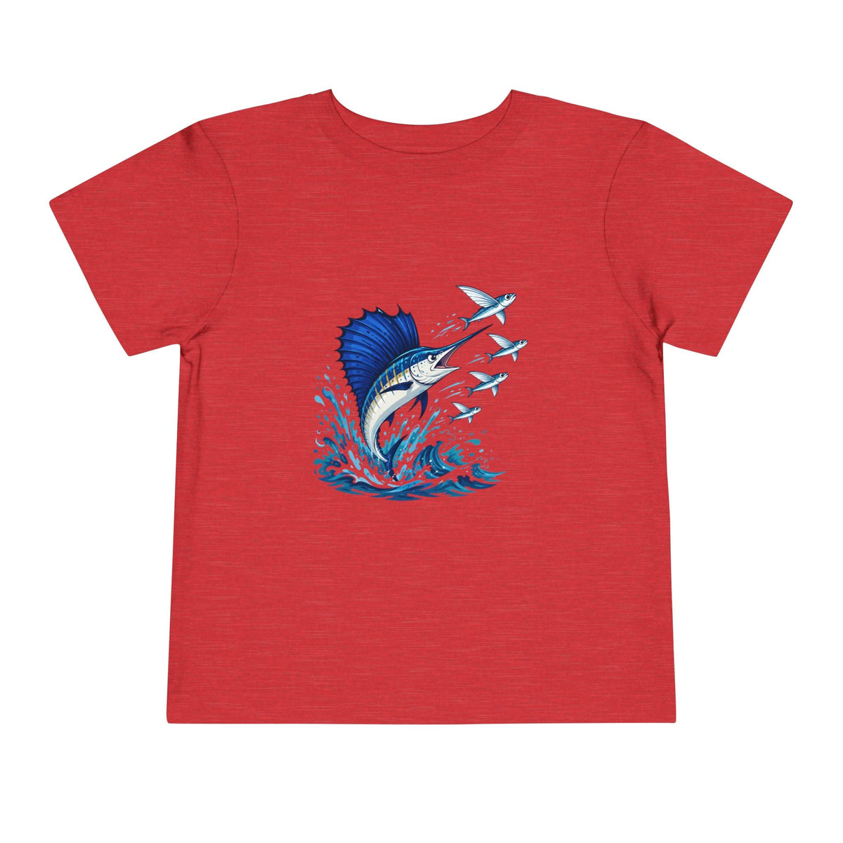Toddler Tee — Blue Sailfish & Flying Fish Ocean Graphic - Front Patch Kids Co.