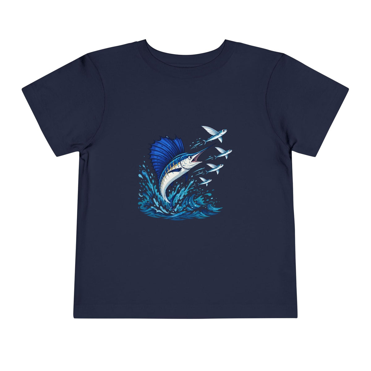 Toddler Tee — Blue Sailfish & Flying Fish Ocean Graphic - Front Patch Kids Co.