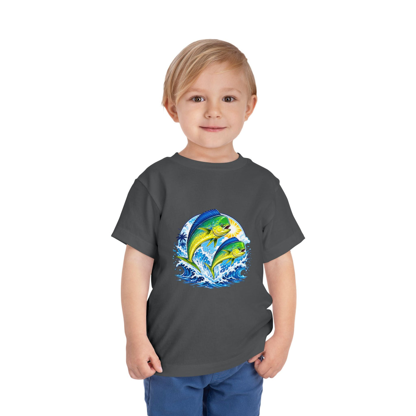 Toddler Tee — Colorful Mahi Mahi Fish Surf Ocean Graphic - Front Patch Kids Co.