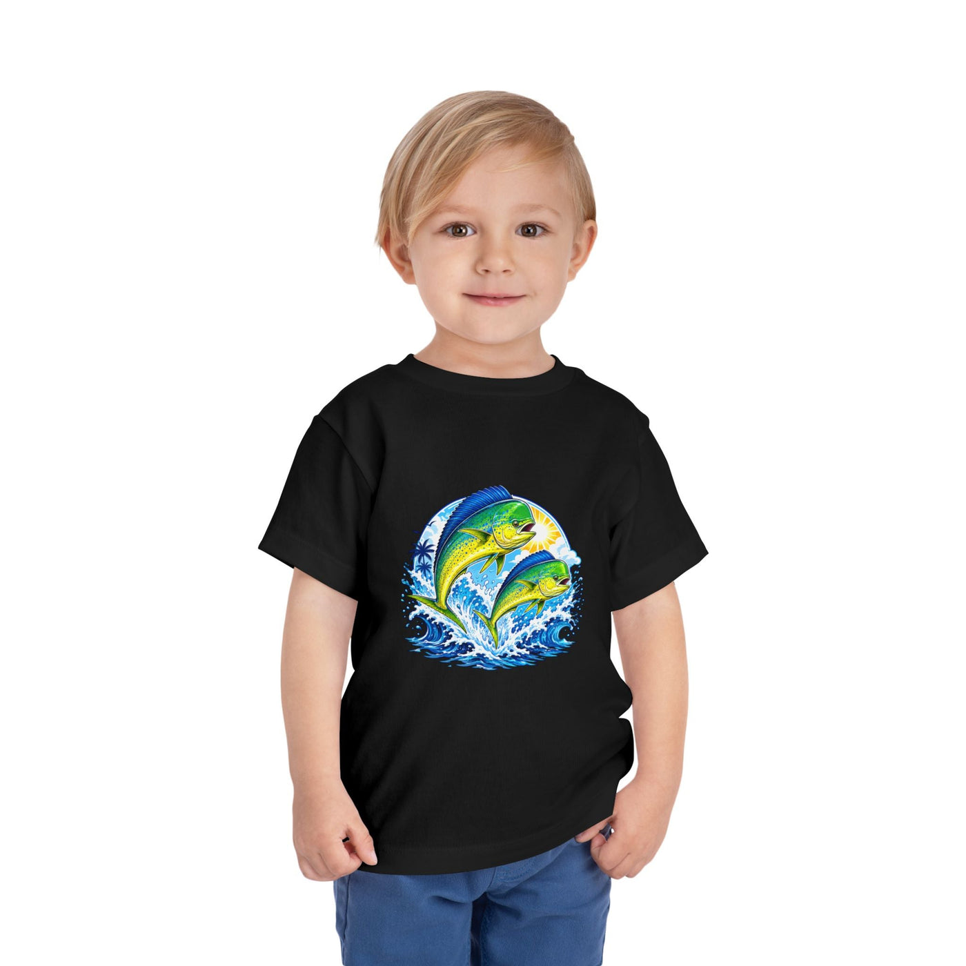 Toddler Tee — Colorful Mahi Mahi Fish Surf Ocean Graphic - Front Patch Kids Co.