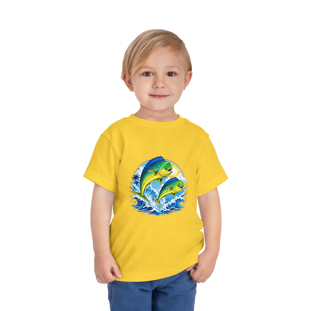 Toddler Tee — Colorful Mahi Mahi Fish Surf Ocean Graphic - Front Patch Kids Co.