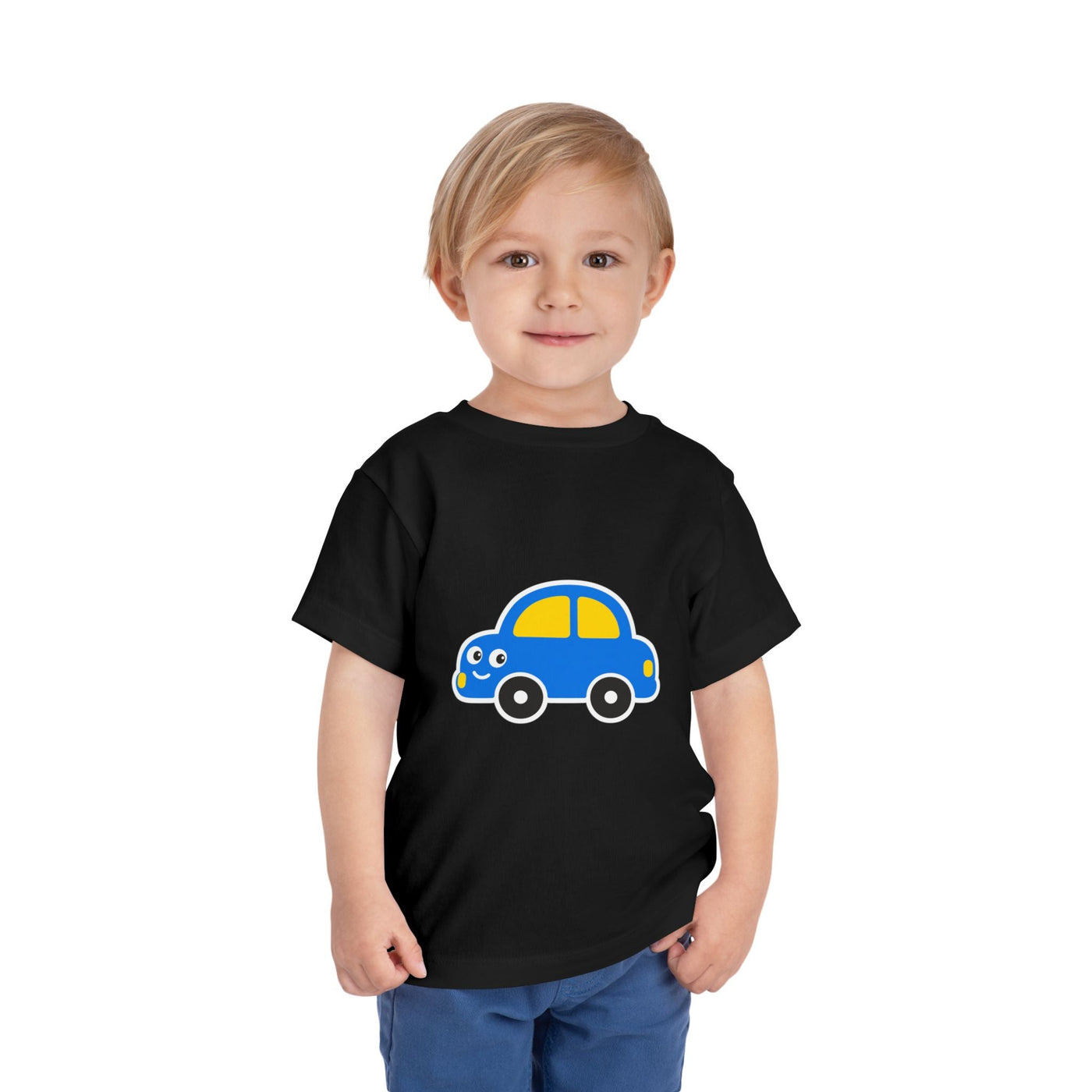 Toddler Tee — Cute Blue Cartoon Car Graphic - Front Patch Kids Co.