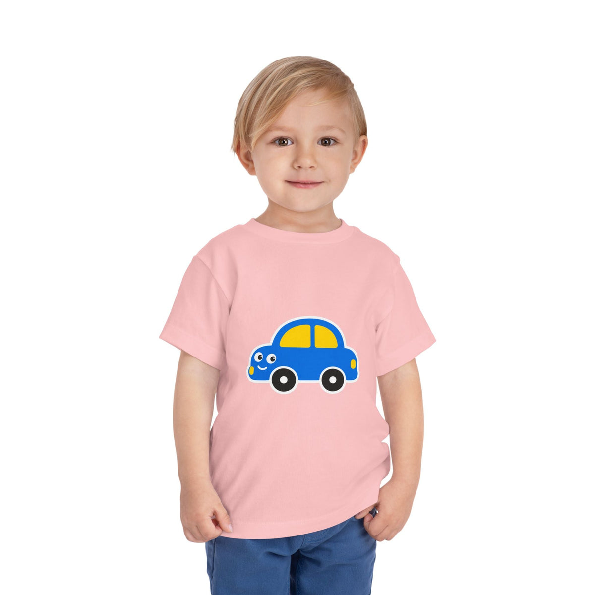 Toddler Tee — Cute Blue Cartoon Car Graphic - Front Patch Kids Co.