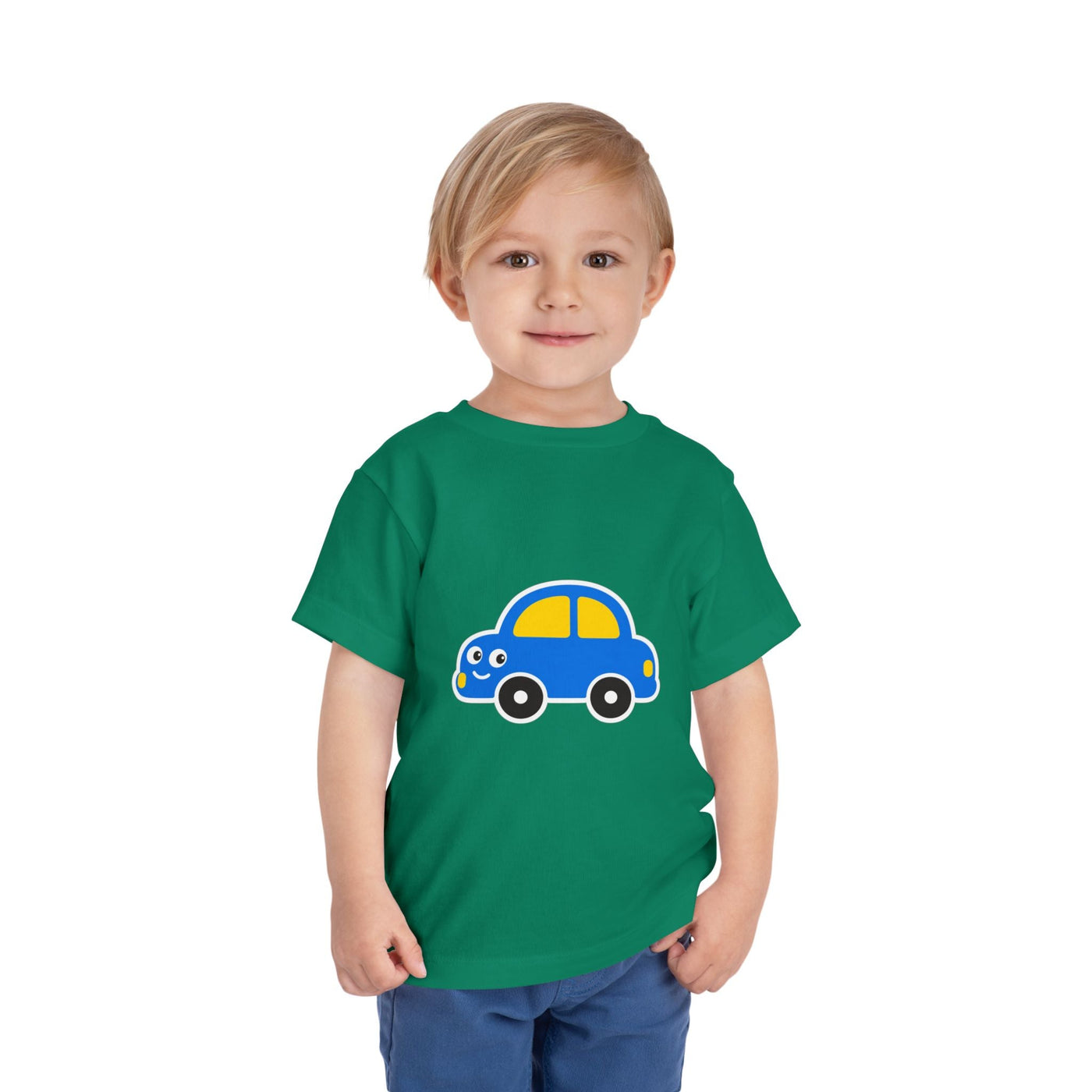 Toddler Tee — Cute Blue Cartoon Car Graphic - Front Patch Kids Co.