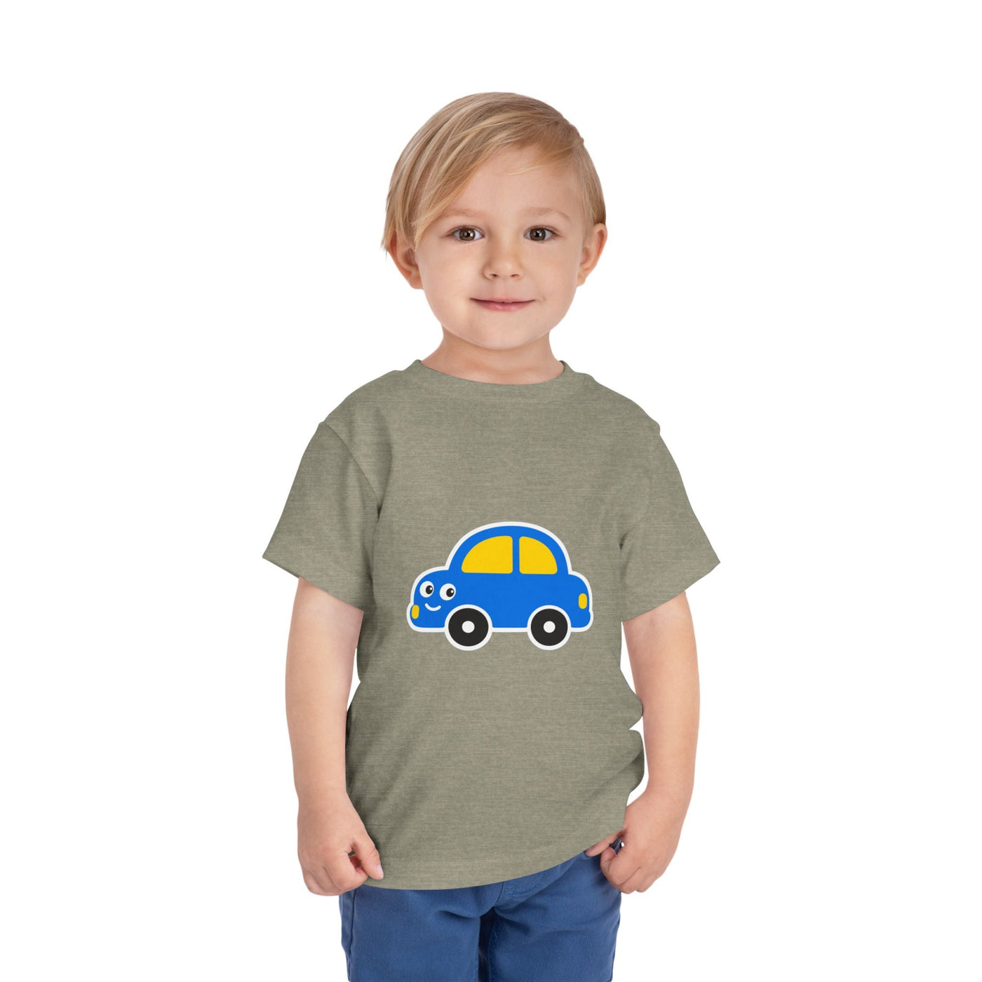 Toddler Tee — Cute Blue Cartoon Car Graphic - Front Patch Kids Co.