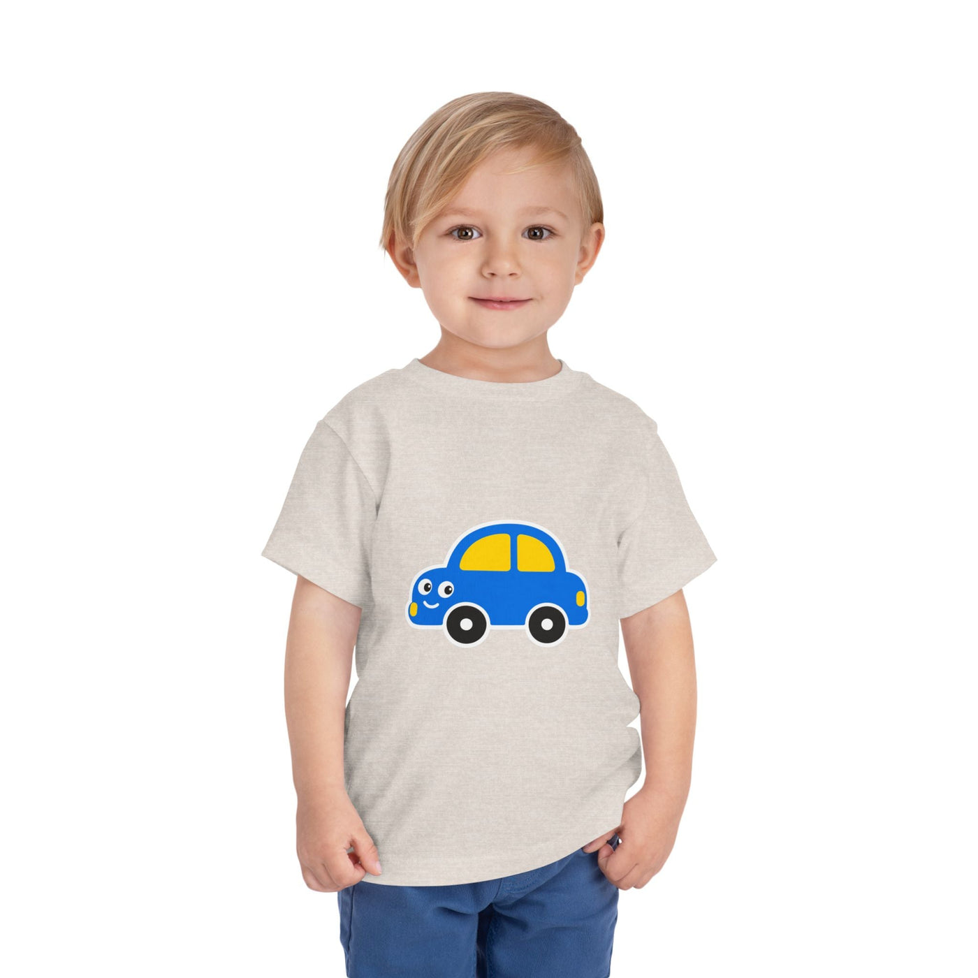 Toddler Tee — Cute Blue Cartoon Car Graphic - Front Patch Kids Co.