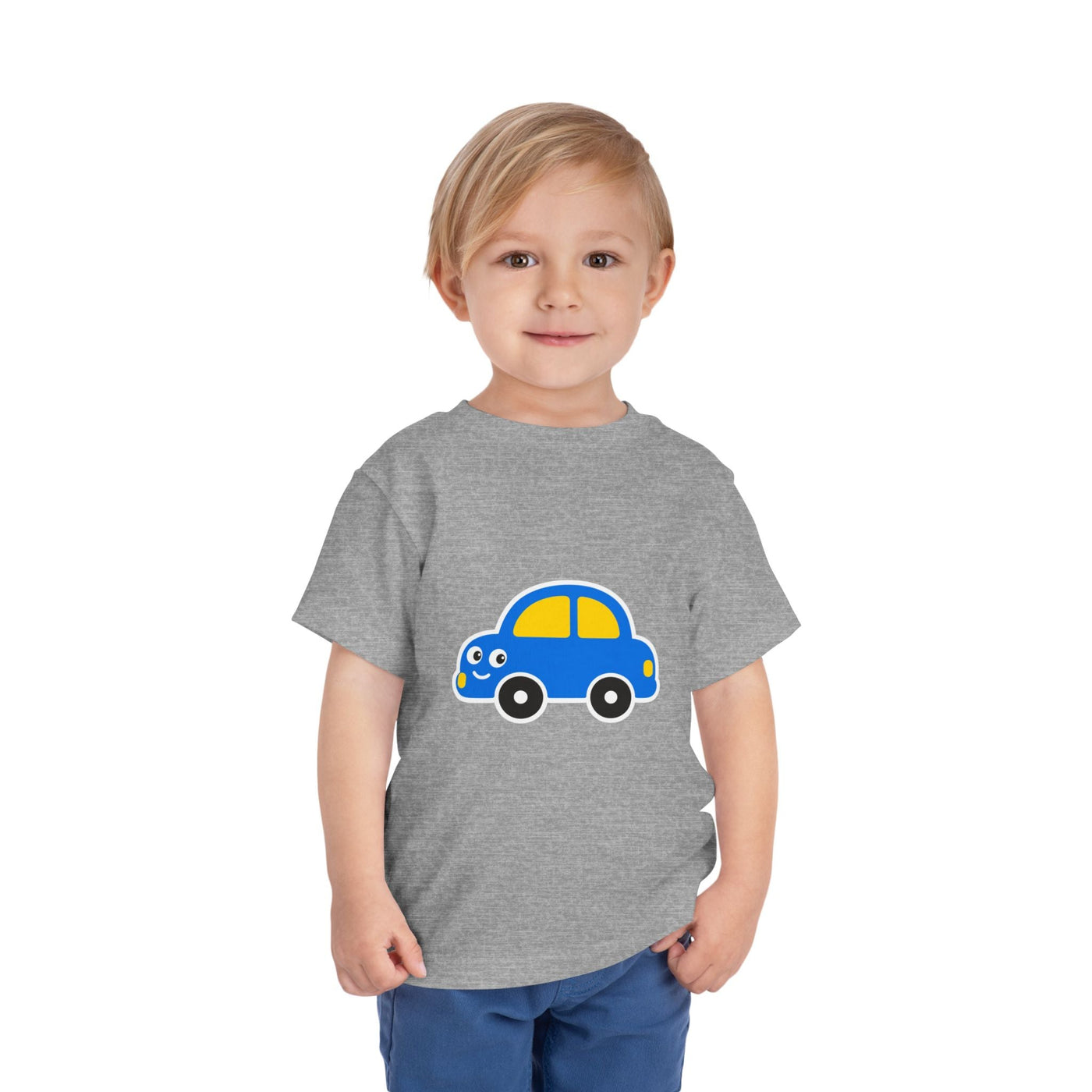 Toddler Tee — Cute Blue Cartoon Car Graphic - Front Patch Kids Co.