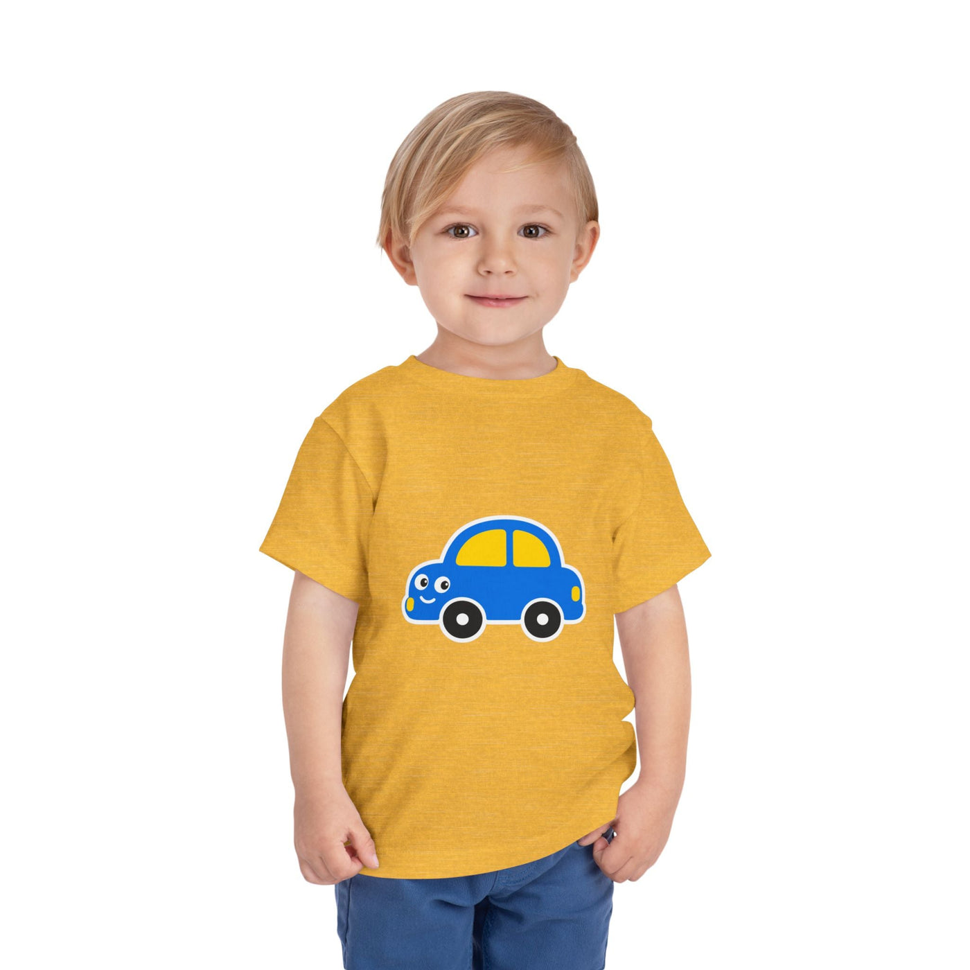 Toddler Tee — Cute Blue Cartoon Car Graphic - Front Patch Kids Co.