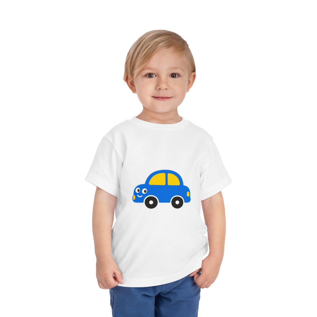 Toddler Tee — Cute Blue Cartoon Car Graphic - Front Patch Kids Co.