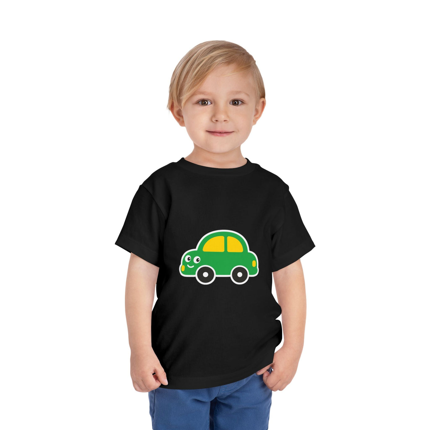 Toddler Tee — Cute Green Cartoon Car Graphic - Front Patch Kids Co.
