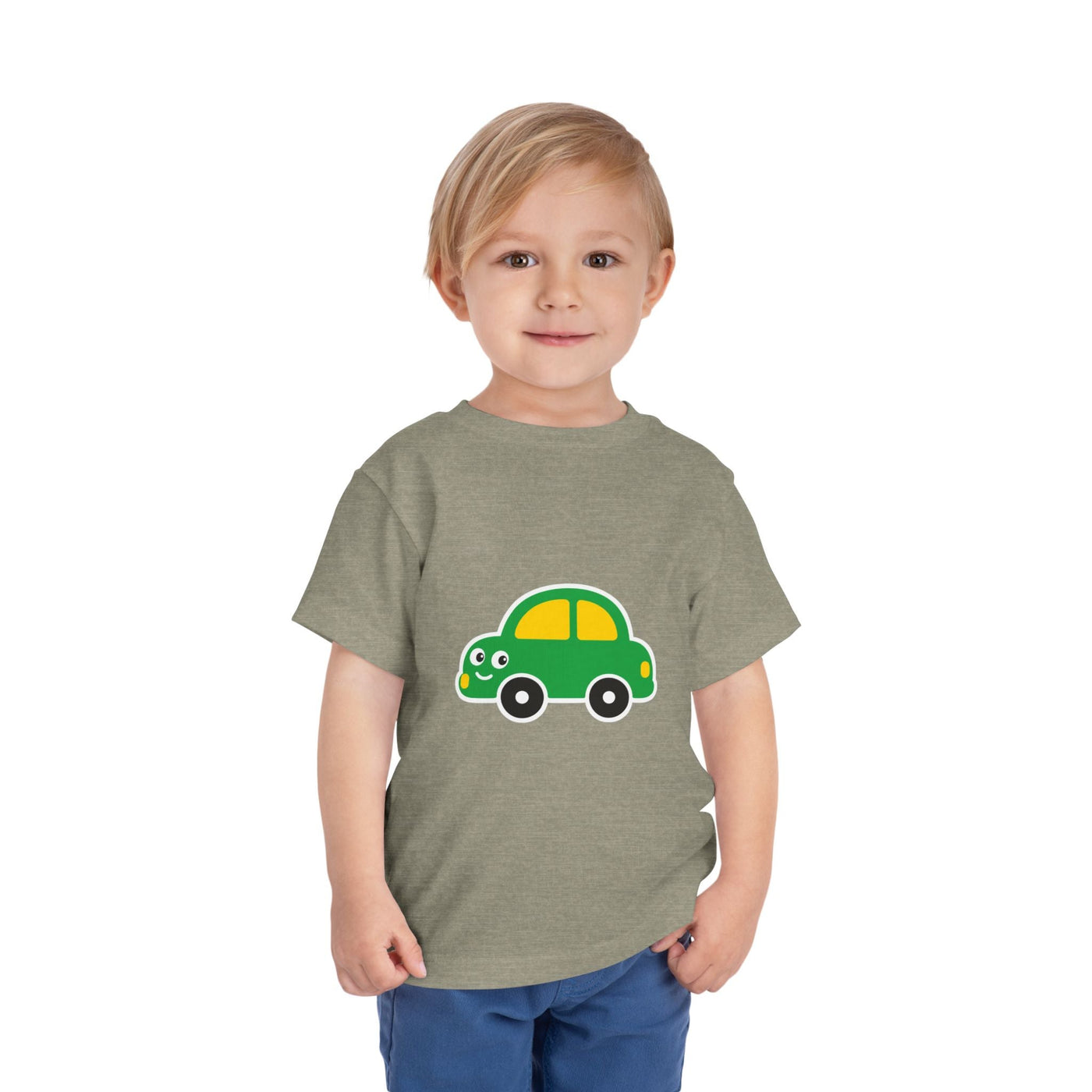 Toddler Tee — Cute Green Cartoon Car Graphic - Front Patch Kids Co.