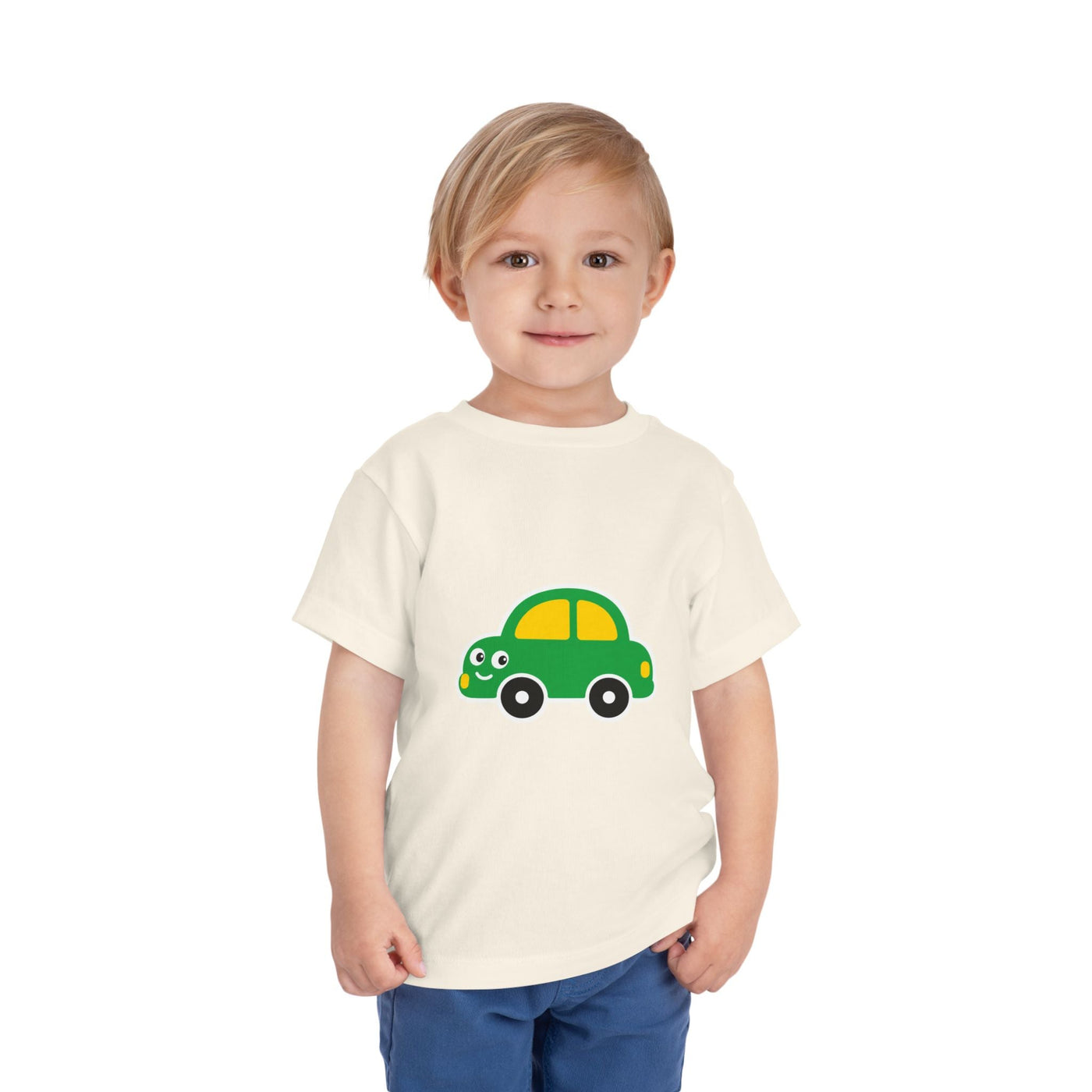 Toddler Tee — Cute Green Cartoon Car Graphic - Front Patch Kids Co.