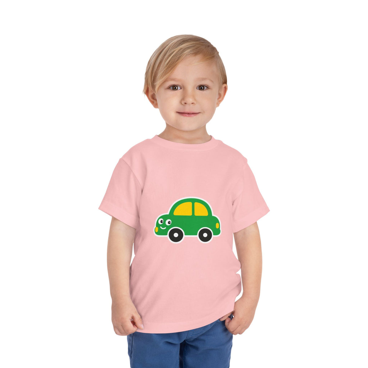 Toddler Tee — Cute Green Cartoon Car Graphic - Front Patch Kids Co.