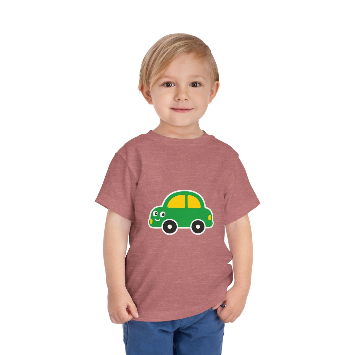 Toddler Tee — Cute Green Cartoon Car Graphic - Front Patch Kids Co.