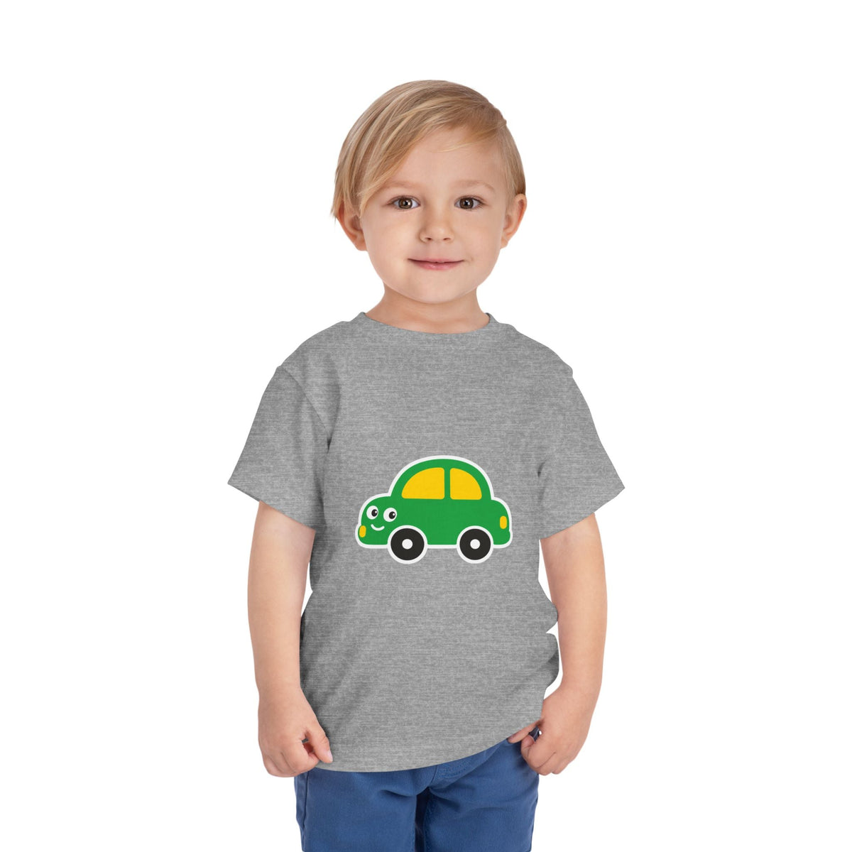 Toddler Tee — Cute Green Cartoon Car Graphic - Front Patch Kids Co.