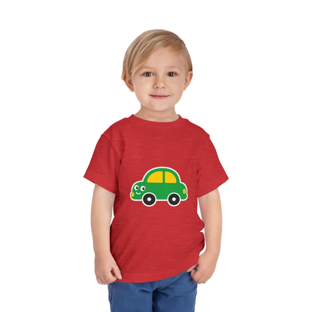 Toddler Tee — Cute Green Cartoon Car Graphic - Front Patch Kids Co.