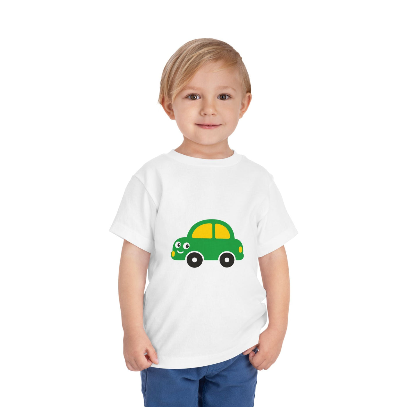 Toddler Tee — Cute Green Cartoon Car Graphic - Front Patch Kids Co.