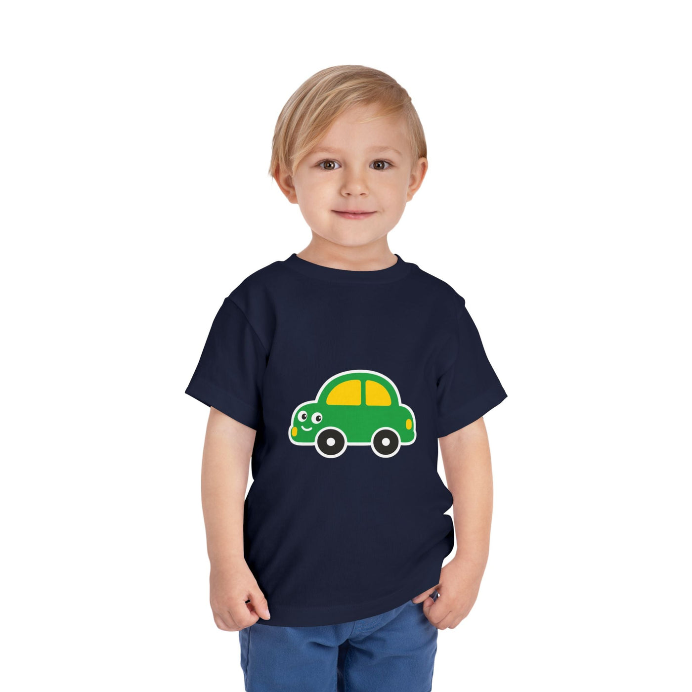 Toddler Tee — Cute Green Cartoon Car Graphic - Front Patch Kids Co.