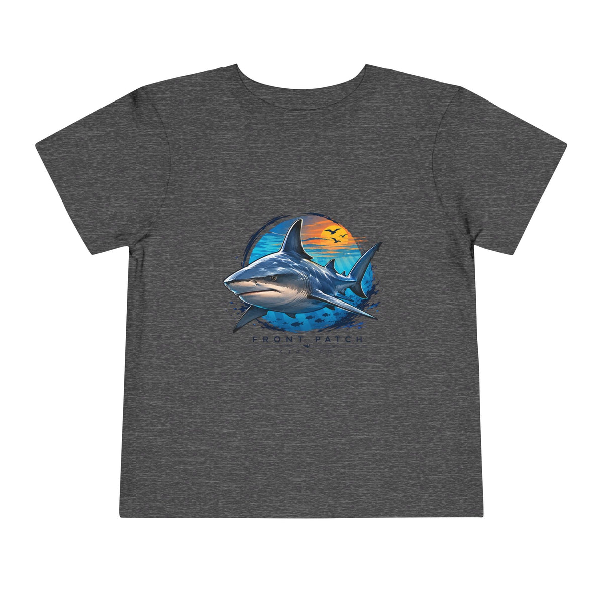 Toddler Tee — 'Front Patch' Surf Shark Graphic Sunset Kids Shirt - Front Patch Kids Co.