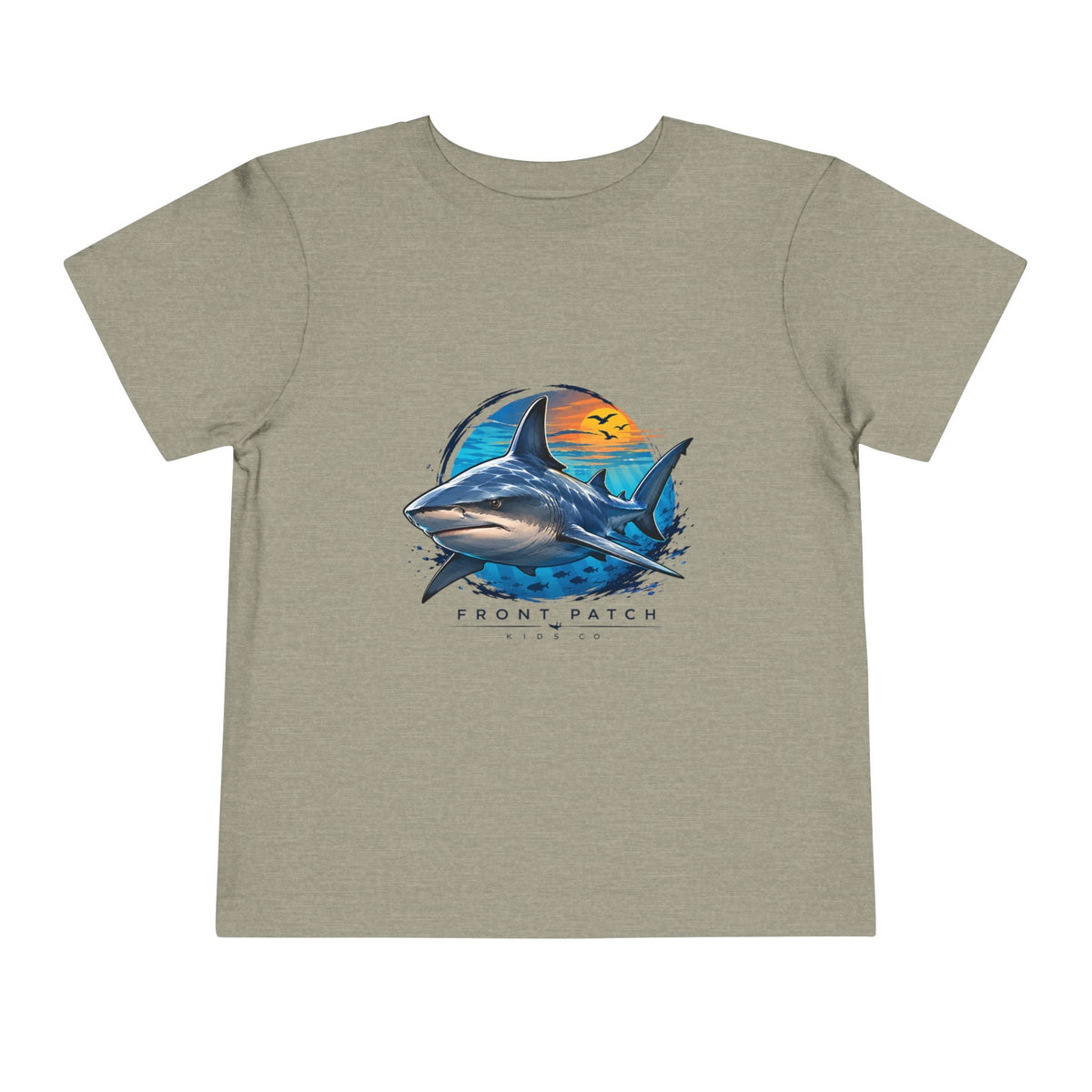 Toddler Tee — 'Front Patch' Surf Shark Graphic Sunset Kids Shirt - Front Patch Kids Co.