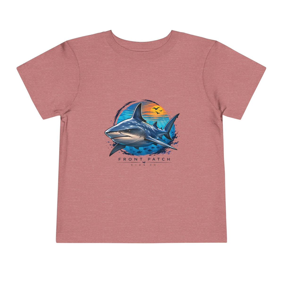 Toddler Tee — 'Front Patch' Surf Shark Graphic Sunset Kids Shirt - Front Patch Kids Co.