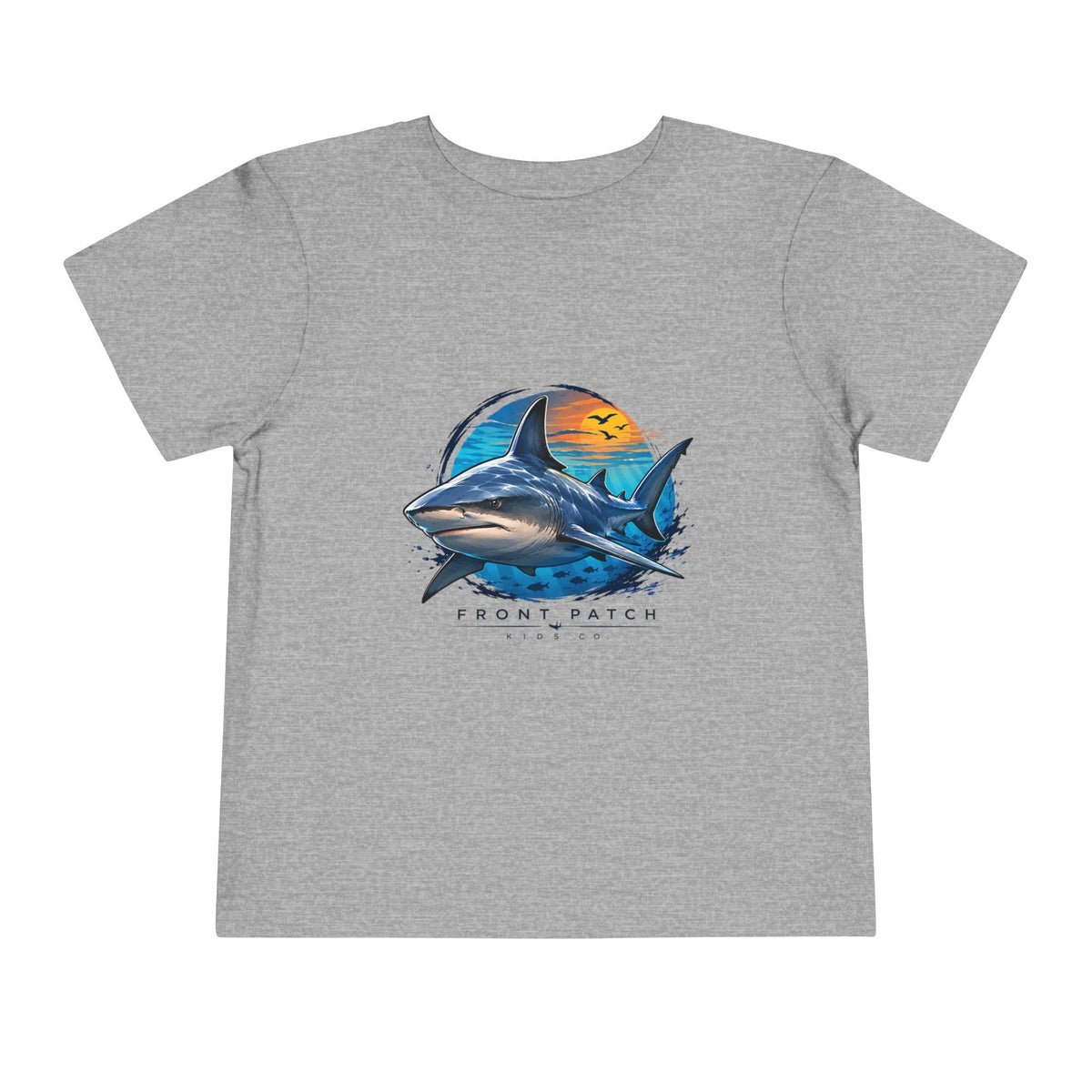 Toddler Tee — 'Front Patch' Surf Shark Graphic Sunset Kids Shirt - Front Patch Kids Co.