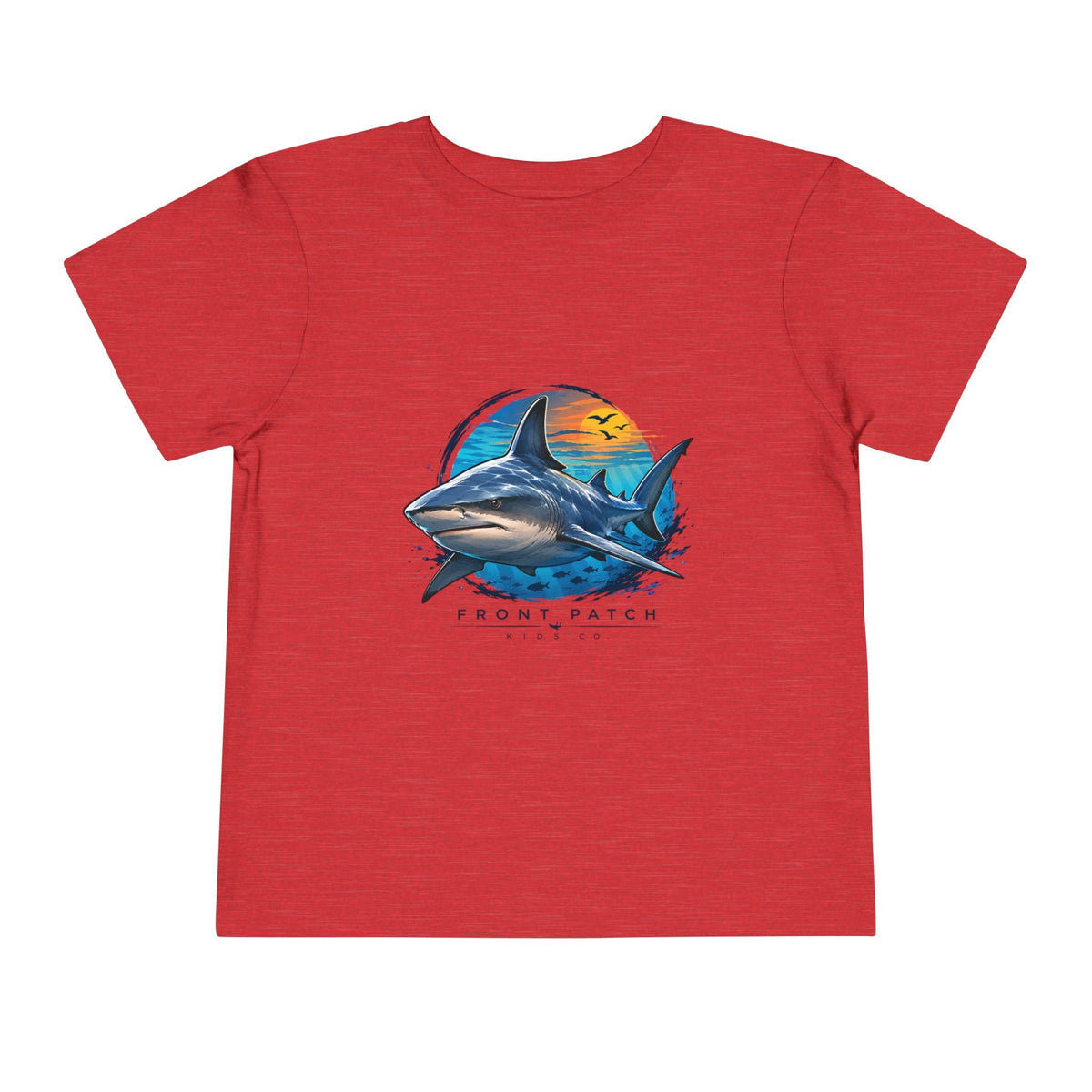 Toddler Tee — 'Front Patch' Surf Shark Graphic Sunset Kids Shirt - Front Patch Kids Co.